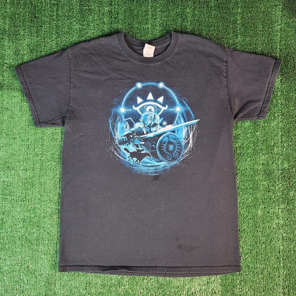 RARE Legend of Zelda Breath of the Wild Sheika Eye Black T-Shirt Medium Nintendo - Picture 2 of 8